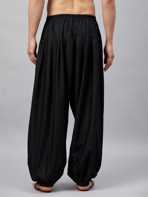 Men's Black Cotton Silk Blend Pyjama